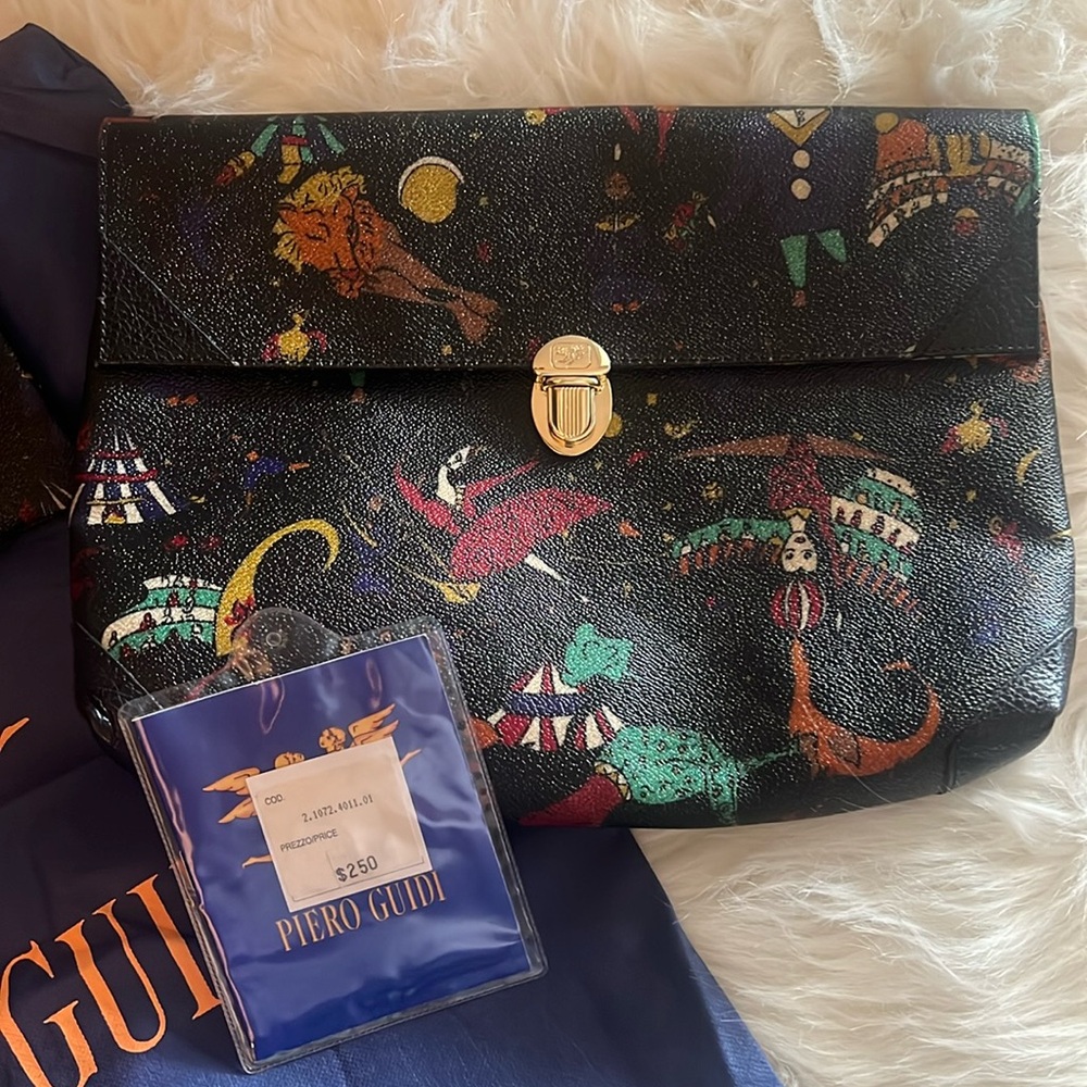 NWT Piero Guidi VTG Black Women’s Magic Circus Clutch & coin purse!